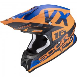 Casca Cross Enduro Scorpion VX-16 AIR X-Turn Orange Matt-Blue 